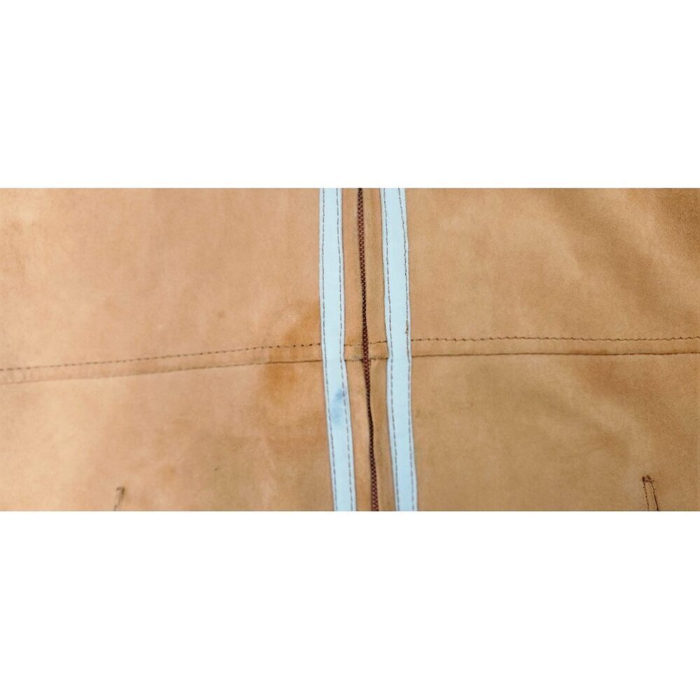 YOGO by Goes Goat Suede Hooded Vest Tan Leather Sleeveless Jacket Size 40 - Picture 6 of 12